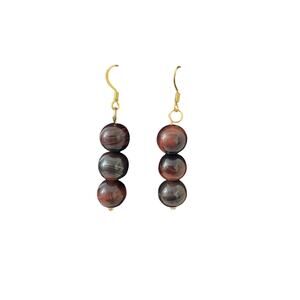 tigers eye earrings gold plated